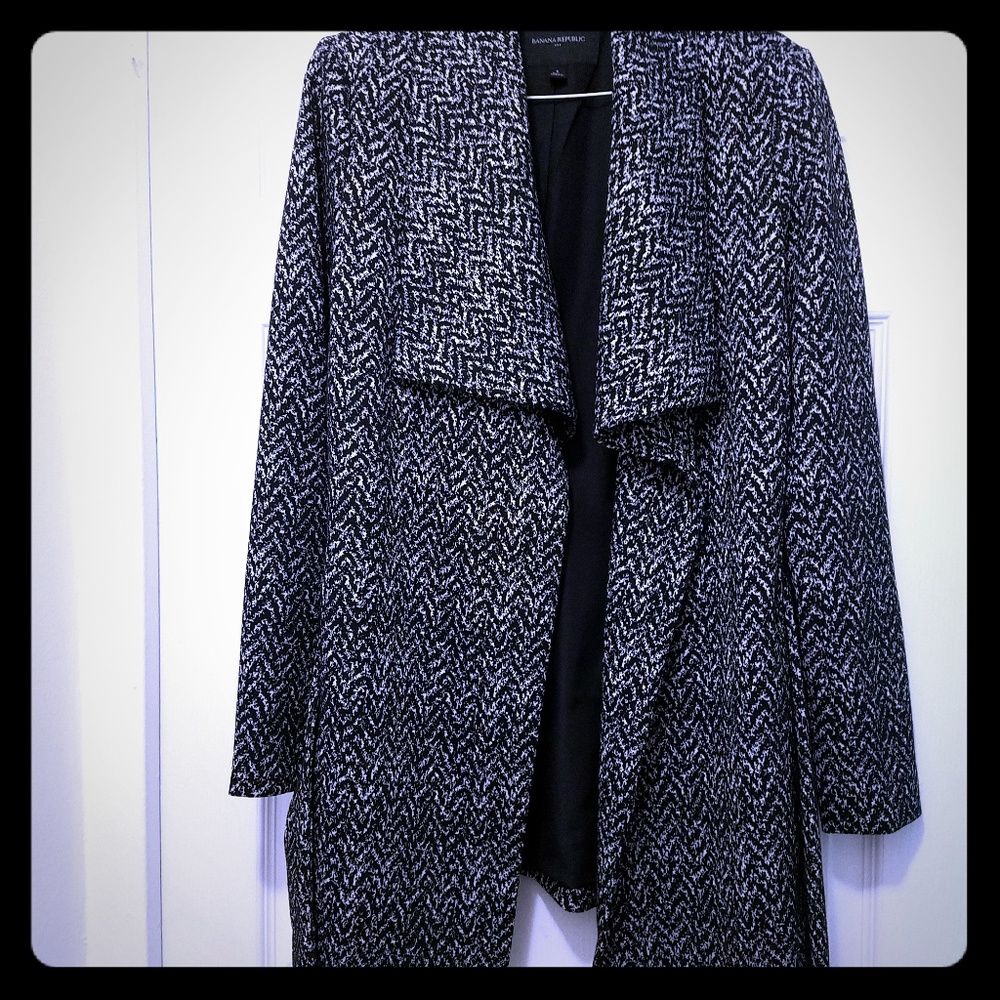 Banana Republic Black and White Herringbone Coat